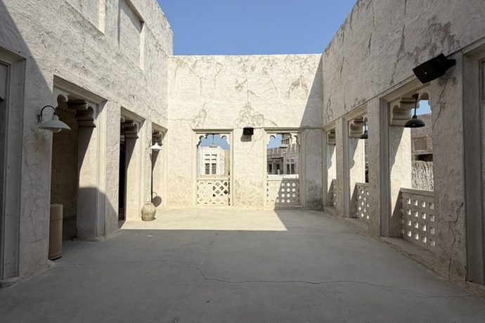 Open courtyard between the old houses