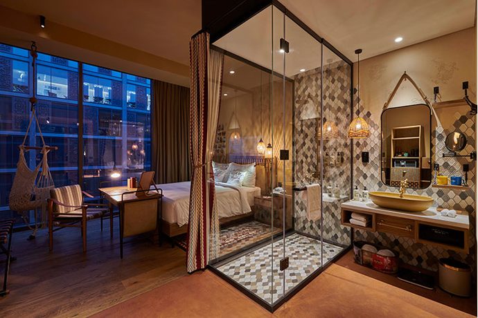 Guest room at a Dubai heritage hotel